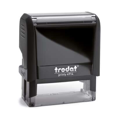 Trodat Printy 4927 Typomatic 4.0 Blue Personalised Ink Pad - 8 Lines Of Text - Self Inking - Black Ink Included - Composition Plate And Tweezers Included
