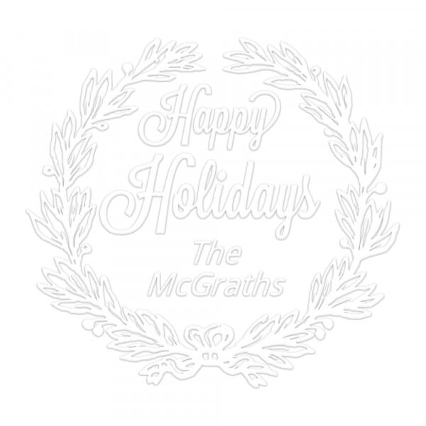 Happy Holidays Wreath Round Monogram Seal