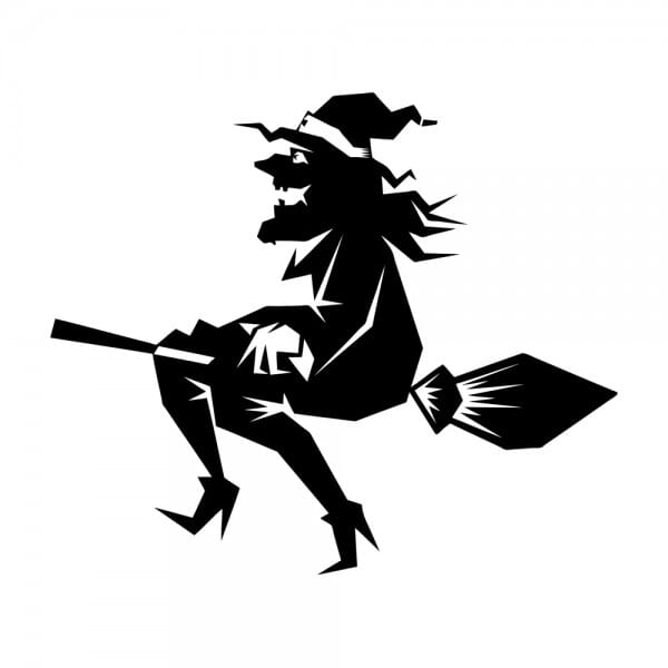 Halloween - Witch on broom - size 1/2" x 1/2"